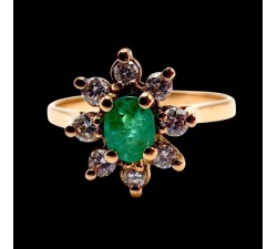 Bague "Little Lady" Emeraude Diamants Or Jaune 750 - 18 carats