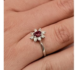 Bague "Little Lady" Rubis Diamants Or Blanc 750 - 18 carats