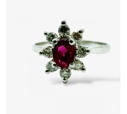 Bague "Little Lady" Rubis Diamants Or Blanc 750 - 18 carats