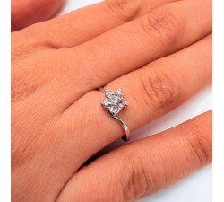 Bague "Lady Flower" Diamant Saphir Rose Or Blanc 750 - 18 carats