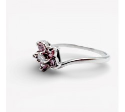 Bague "Lady Flower" Diamant Saphir Rose Or Blanc 750 - 18 carats