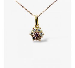 Collier "Lady Romantique" Saphir rose Diamants Or Jaune 750 - 18 carats