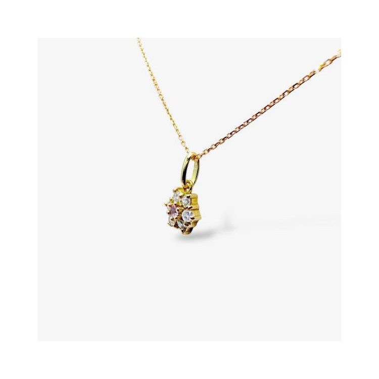 Collier "Lady Romantique" Saphir rose Diamants Or Jaune 750 - 18 carats
