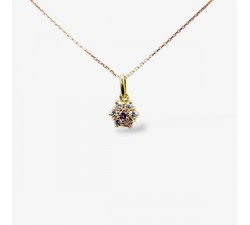 Collier "Lady Romantique" Saphir rose Diamants Or Jaune 750 - 18 carats