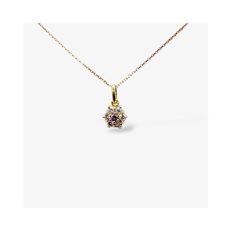 Collier "Lady Romantique" Saphir rose Diamants Or Jaune 750 - 18 carats