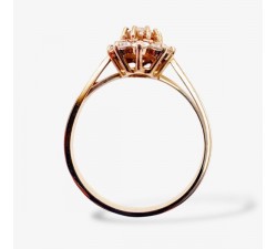 Bague "Lady" Saphir Champagne entourage Diamants Or Rose 750 - 18 carats