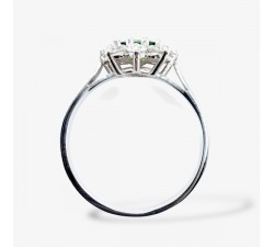 Bague "Baby Lady" Tsavorite Entourage Diamants Or Blanc 750 - 18 carats