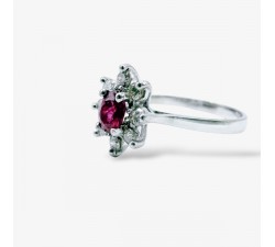 Bague "Little Lady" Rubis Diamants Or Blanc 750 - 18 carats