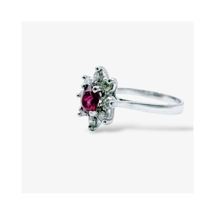 Bague "Little Lady" Rubis Diamants Or Blanc 750 - 18 carats