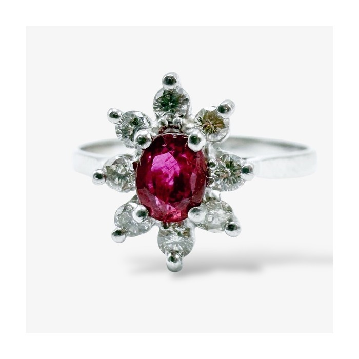 Bague "Little Lady" Rubis Diamants Or Blanc 750 - 18 carats