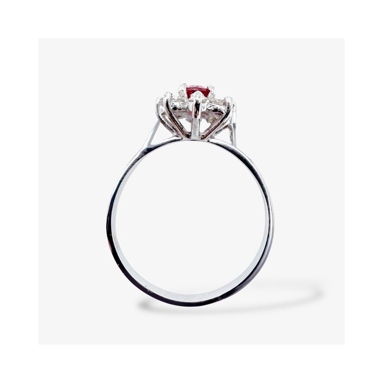 Bague "Little Lady" Rubis Diamants Or Blanc 750 - 18 carats