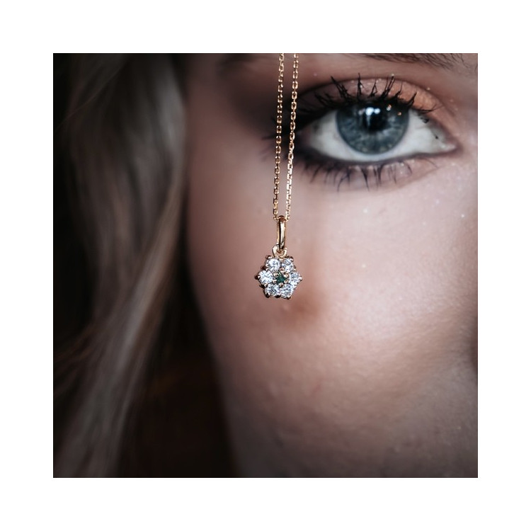 Collier "Lady Romantique" Emeraude Diamants Or Jaune 750 - 18 carats