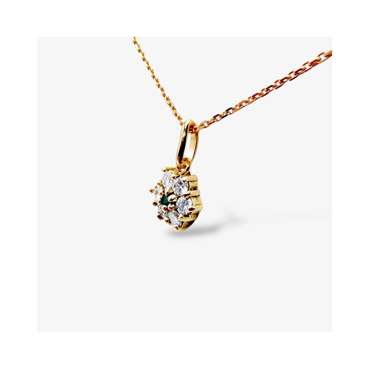 Collier "Lady Romantique" Emeraude Diamants Or Jaune 750 - 18 carats