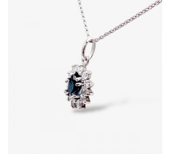 Collier "Madame Lady" Saphir Diamants Or Blanc 750 - 18 carats