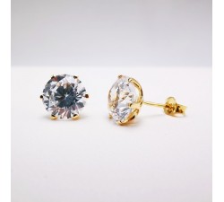 Boucles d'Oreilles Puces Oxydes de Zirconium Or Jaune 750 - 18 carats