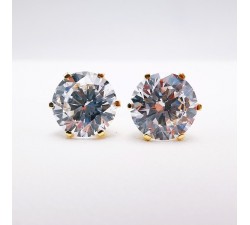 Boucles d'Oreilles Puces Oxydes de Zirconium Or Jaune 750 - 18 carats