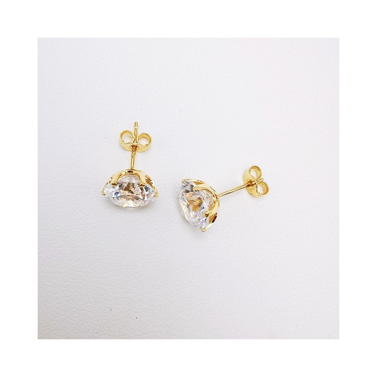 Boucles d'Oreilles Puces Oxydes de Zirconium Or Jaune 750 - 18 carats