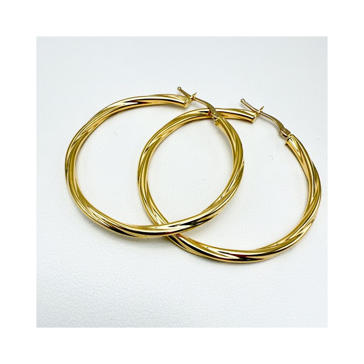 Créoles Torsadées Moyen Modèle Or Jaune 750 - 18 carats