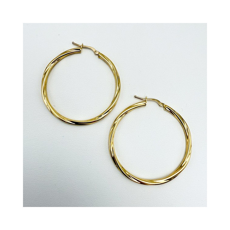 Créoles Torsadées Moyen Modèle Or Jaune 750 - 18 carats
