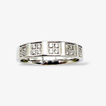 Bague Anneau Oxydes de Zirconium Or Blanc 750 - 18 carats (Bijou d'occasion)