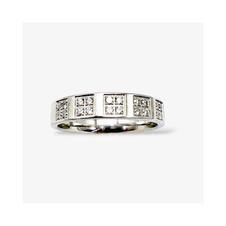 Bague Anneau Oxydes de Zirconium Or Blanc 750 - 18 carats (Bijou d'occasion)