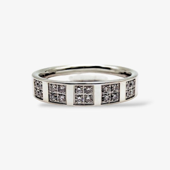 Bague Anneau Oxydes de Zirconium Or Blanc 750 - 18 carats (Bijou d'occasion)