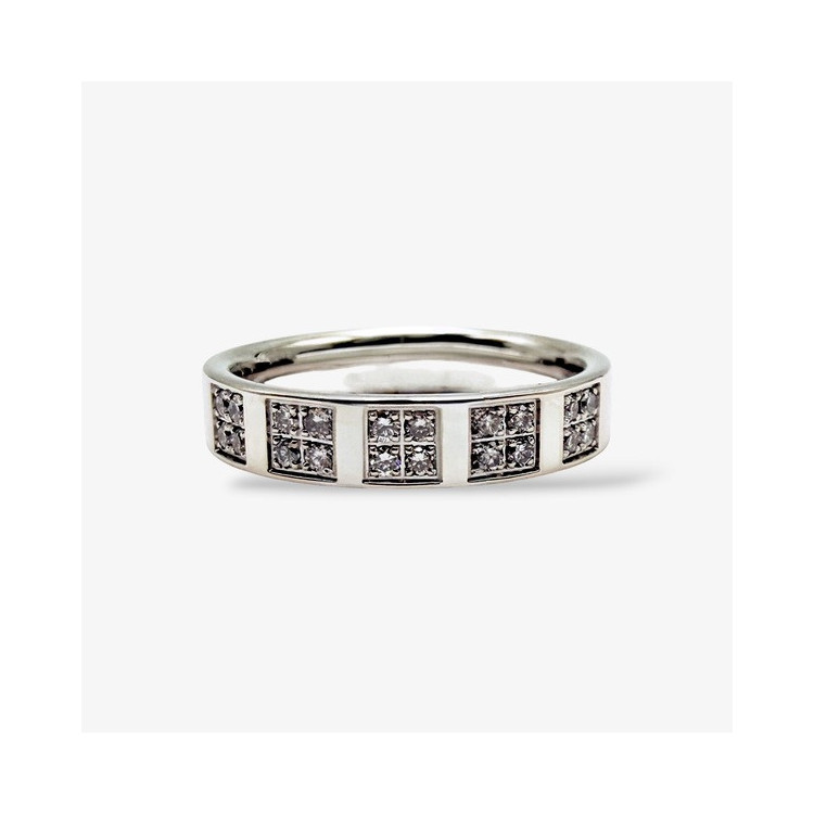 Bague Anneau Oxydes de Zirconium Or Blanc 750 - 18 carats (Bijou d'occasion)