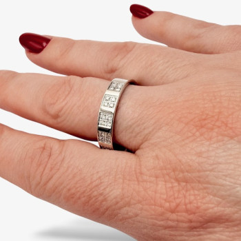 Bague Anneau Oxydes de Zirconium Or Blanc 750 - 18 carats (Bijou d'occasion))