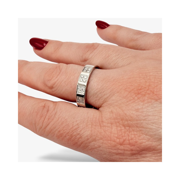 Bague Anneau Oxydes de Zirconium Or Blanc 750 - 18 carats (Bijou d'occasion))