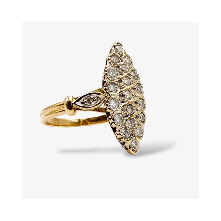 Bague Marquise Diamants Or Jaune - 18 carats (Bijou d'occasion)