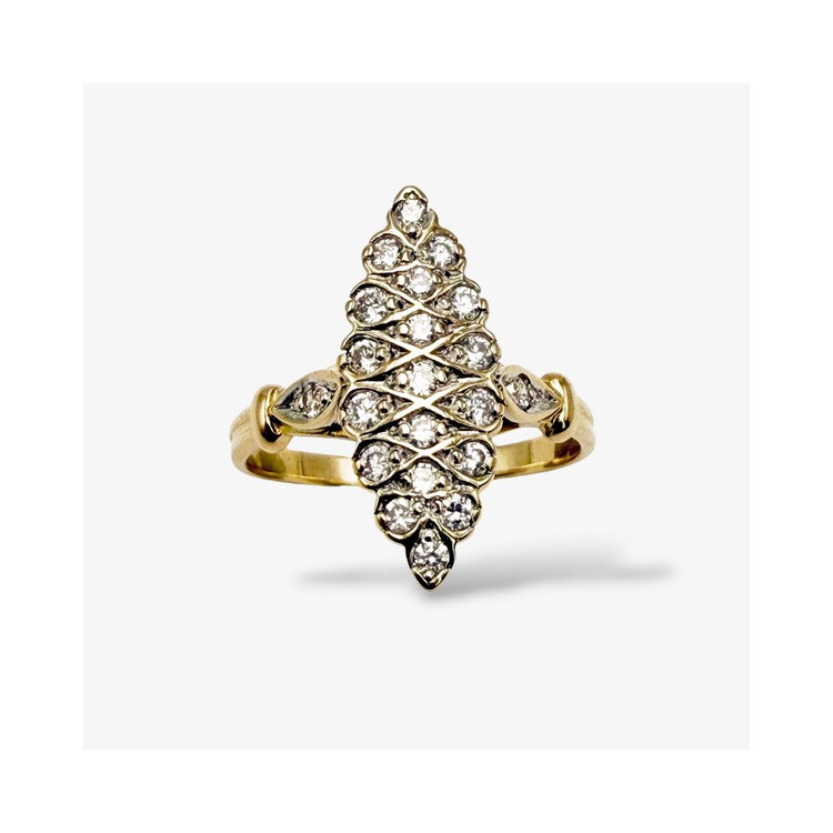 Bague Marquise Diamants Or Jaune - 18 carats (Bijou d'occasion)
