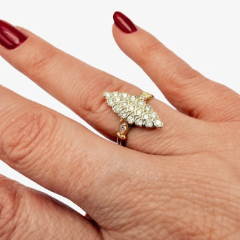 Bague Marquise Diamants Or Jaune - 18 carats (Bijou d'occasion)