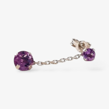 Boucles d'Oreilles Pendantes Améthyste Or Blanc 750 - 18 carats