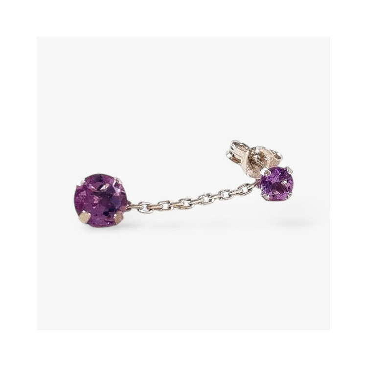 Boucles d'Oreilles Pendantes Améthyste Or Blanc 750 - 18 carats