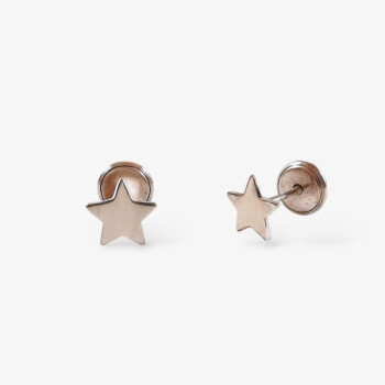 Boucles d'Oreilles Enfants Puces Etoile Or Blanc 750 - 18 carats