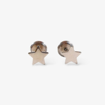 Boucles d'Oreilles Enfants Puces Etoile Or Blanc 750 - 18 carats