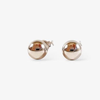 Boucles d'Oreilles Puces Boules Or Blanc 750 - 18 carats