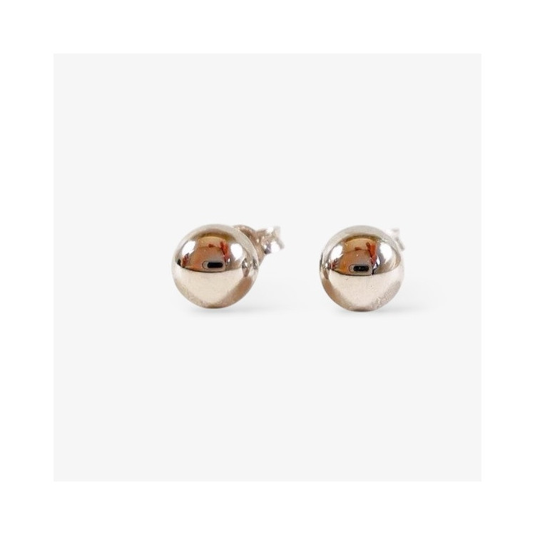 Boucles d'Oreilles Puces Boules Or Blanc 750 - 18 carats