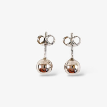Boucles d'Oreilles Puces Boules Or Blanc 750 - 18 carats