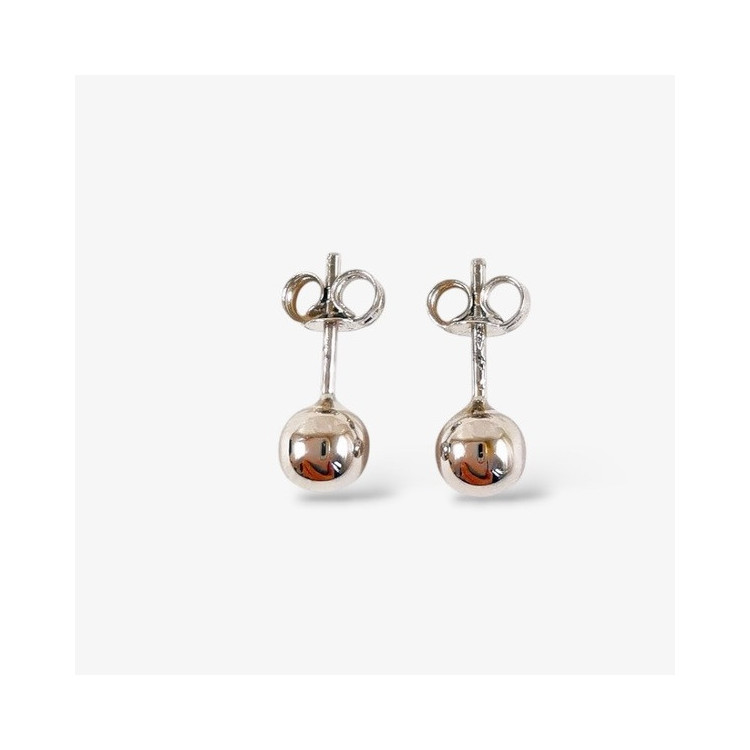 Boucles d'Oreilles Puces Boules Or Blanc 750 - 18 carats