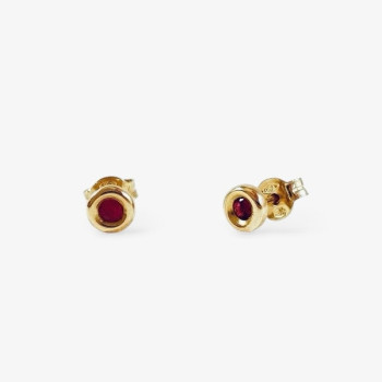 Boucles d'Oreilles Puces Rubis Or Jaune 750 - 18 carats