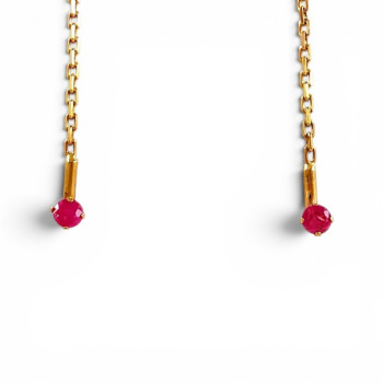 Boucles d'Oreilles Pendantes Rubis Or Jaune 750 - 18 carats