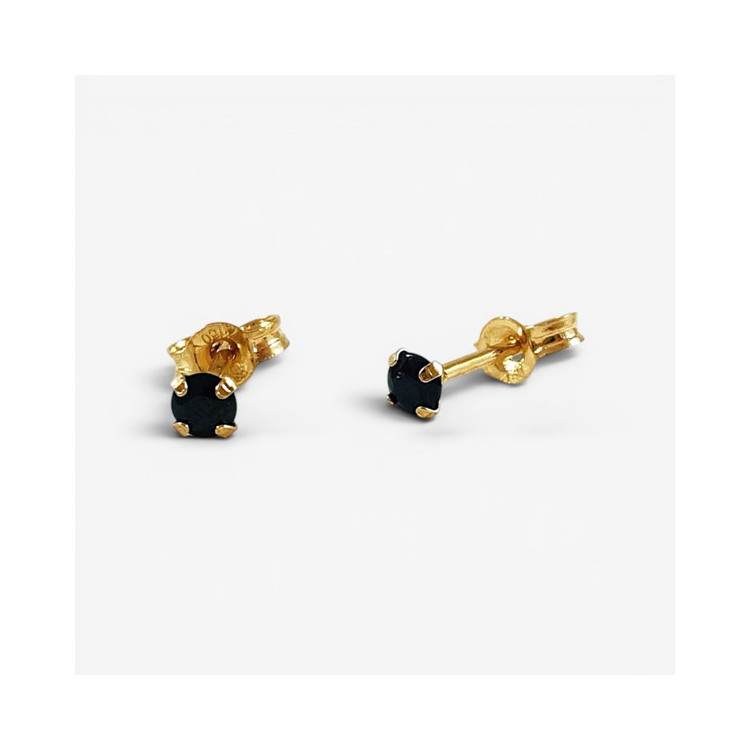 Boucles d'Oreilles Puces Saphir Or Jaune 750 - 18 carats