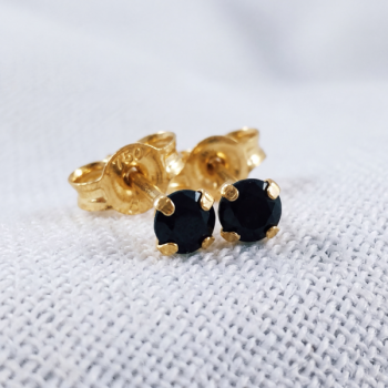 Boucles d'Oreilles Puces Saphir Or Jaune 750 - 18 carats