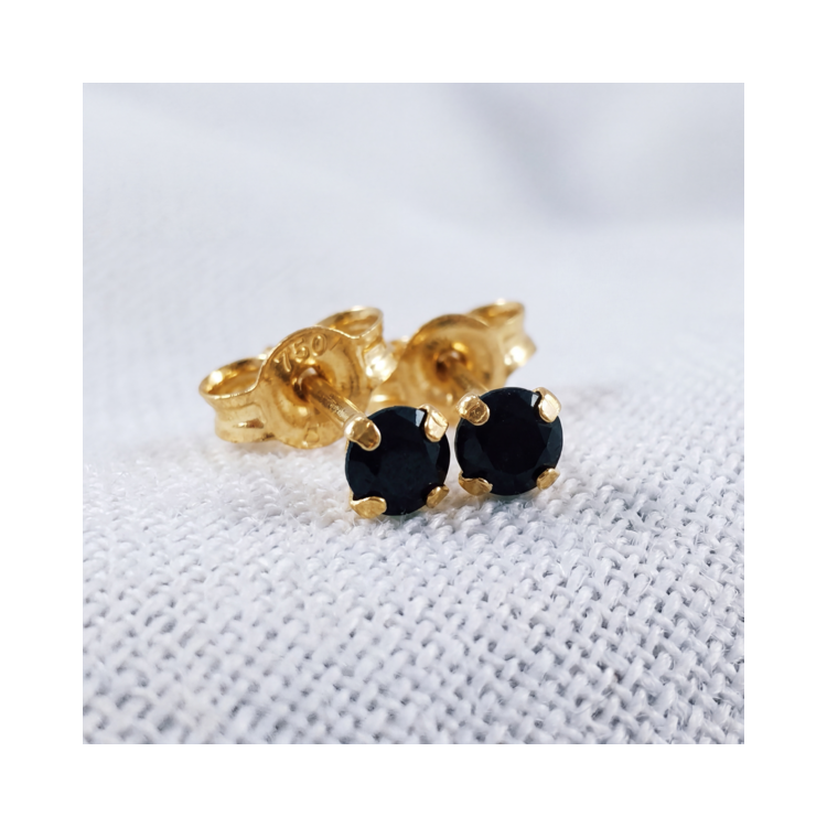 Boucles d'Oreilles Puces Saphir Or Jaune 750 - 18 carats