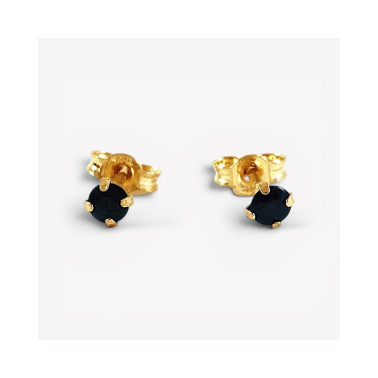 Boucles d'Oreilles Puces Saphir Or Jaune 750 - 18 carats