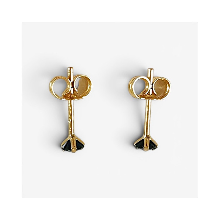 Boucles d'Oreilles Puces Saphir Or Jaune 750 - 18 carats