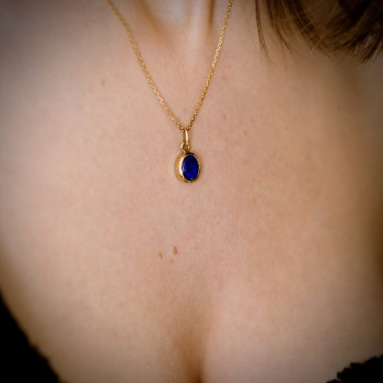 Pendentif Opale Bleue Or Jaune 750 - 18 carats Pièce unique