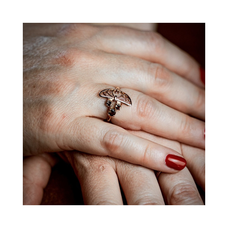 Bague "Féminessence" Quartz Fumé Or Rose 750 - 18 carats