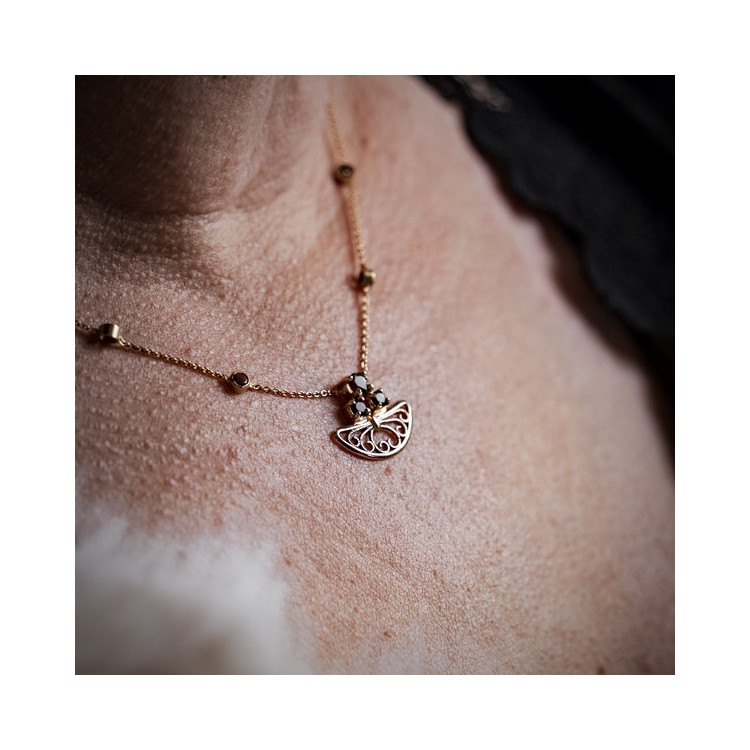 Collier "Féminessence" Quartz Fumé Or Jaune 750 - 18 carats
